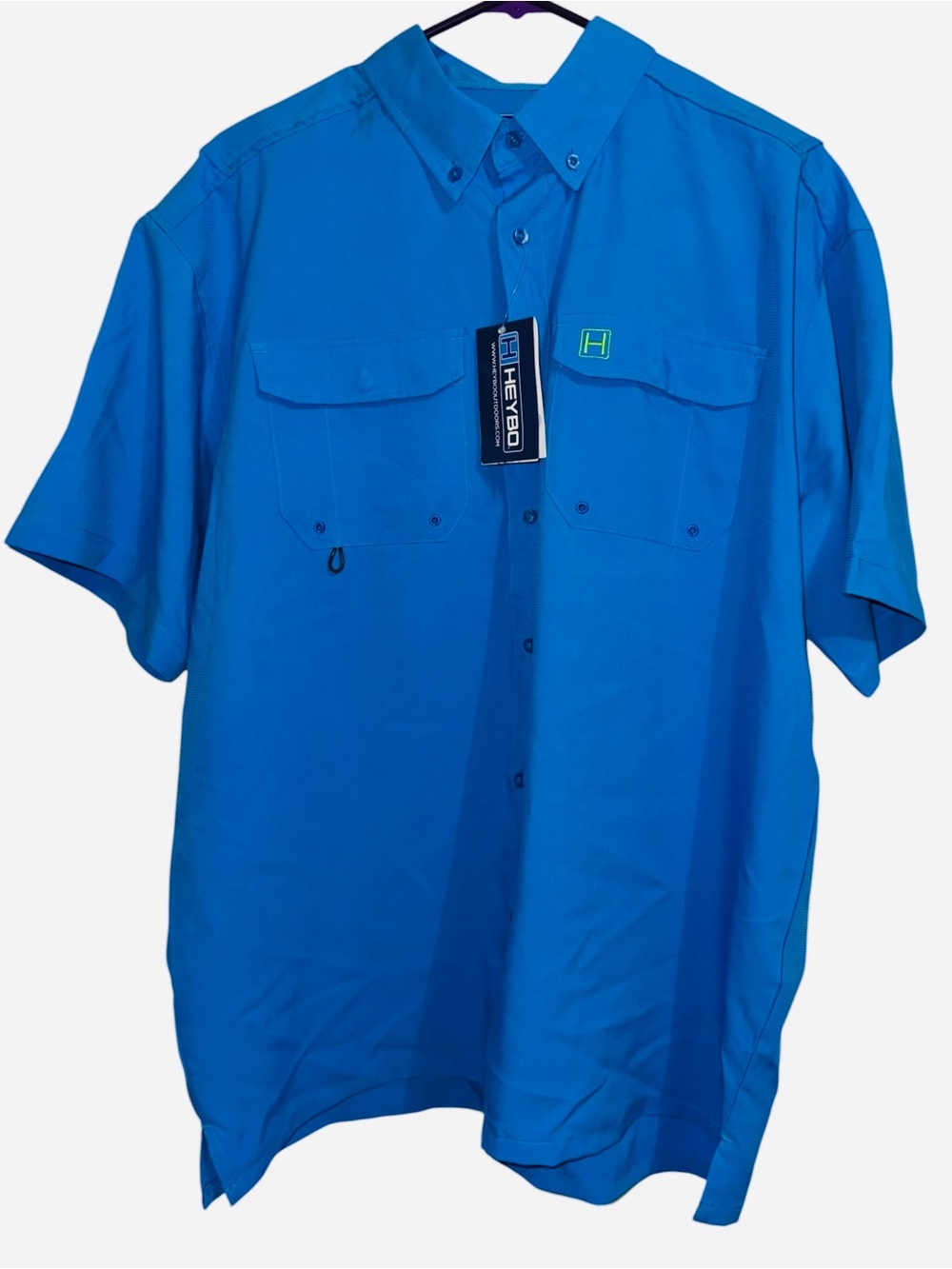 Men's heybo Short Sleeve Button-Down Shirt - Blue nwt small
